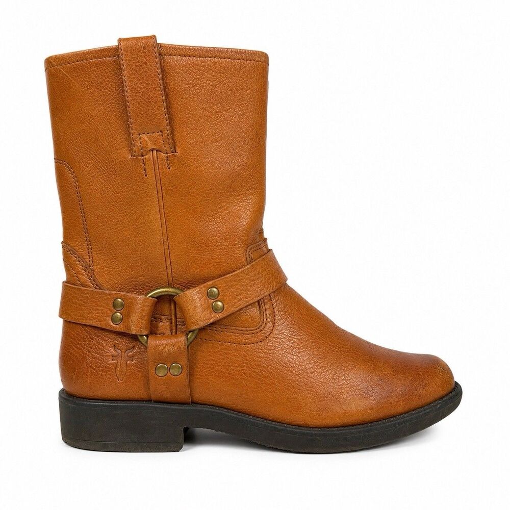 Frye Brown Leather Harness Boots Moto Biker Western Size Unknown See Measurement
